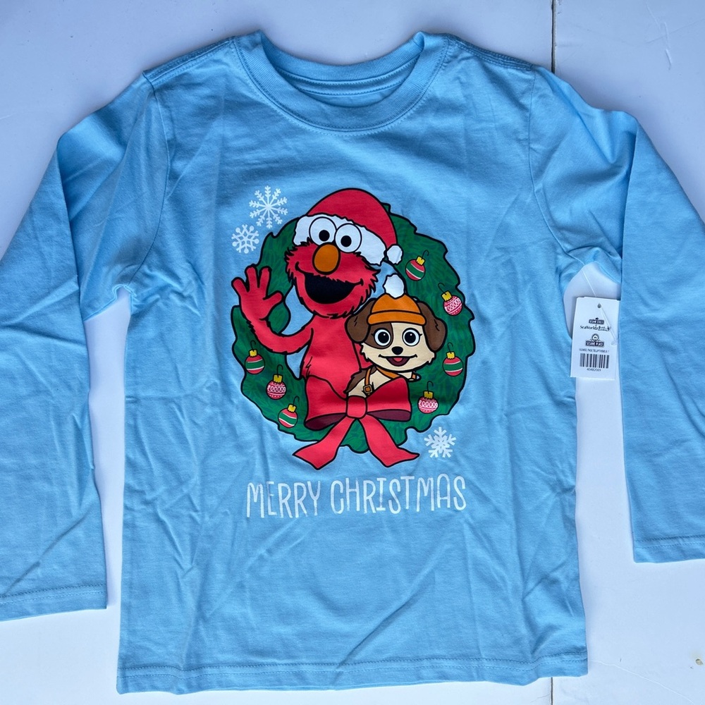 Sesame ELMO YOUTH Christmas Light Blue Longsleeve